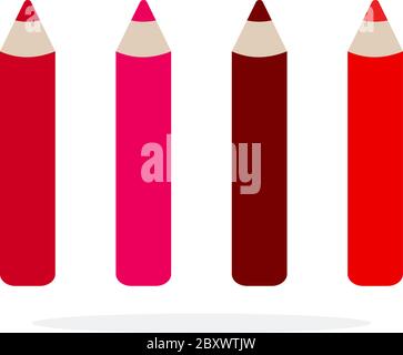 Pencils for lips vector flat material design isolated object on white background. Stock Vector