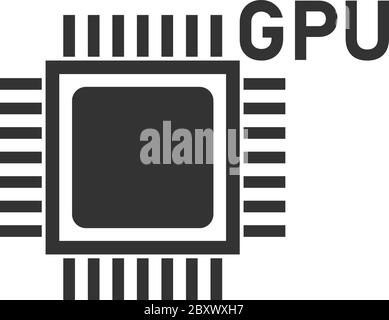 Gpu. Black Icon Flat on white background Stock Vector