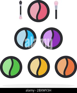 Eye shadows in round boxes vector flat material design isolated object on white background. Stock Vector