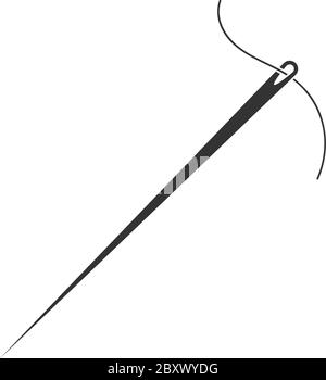 Sewing needle icon with a long black thread illustration Stock Vector ...
