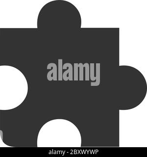 Puzzle piece. Black Icon Flat on white background Stock Vector