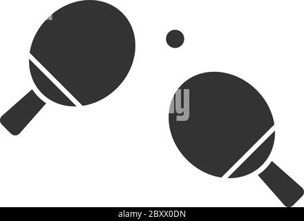 Ping pong. Black Icon Flat on white background Stock Vector