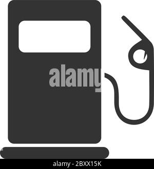 Gas station. Black Icon Flat on white background Stock Vector