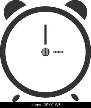 Alarm wake-up time. Black Icon Flat on white background Stock Vector