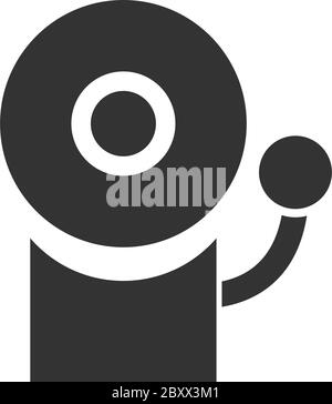 Fire alarm. Black Icon Flat on white background Stock Vector