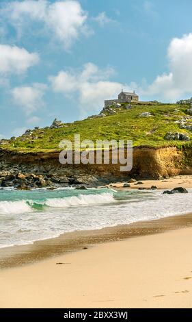 Ancient Chapel of St.Nicholas at The Island Peninsula, Cornwall, England, UK Stock Photo