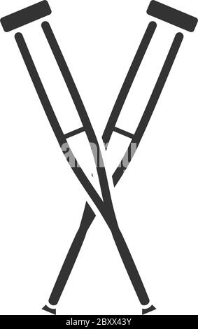 Crutches. Black Icon Flat on white background Stock Vector