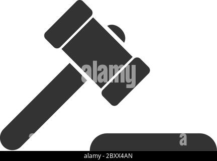 Hammer judge. Black Icon Flat on white background Stock Vector
