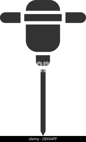Jackhammer. Black Icon Flat on white background Stock Vector