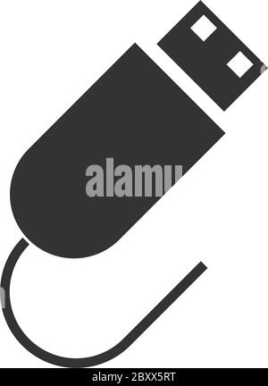 Usb plug. Black Icon Flat on white background Stock Vector