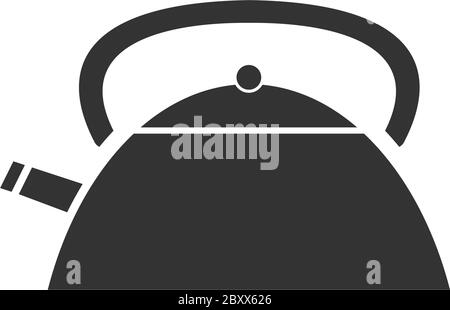 Teapot kettle. Black Icon Flat on white background Stock Vector
