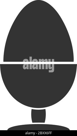 Egg On Stand. Black Icon Flat on white background Stock Vector