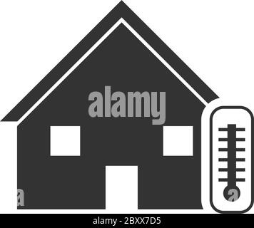 House temperature. Black Icon Flat on white background Stock Vector