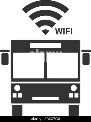 Bus wi-fi. Black Icon Flat on white background Stock Vector