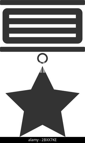 Medal. Black Icon Flat on white background Stock Vector