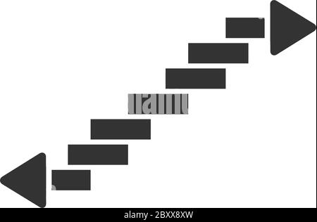 Stairs. Black Icon Flat on white background Stock Vector