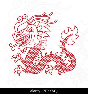 Silhouette of Asian Dragon Vector Illustration Suitable For Greeting Card, Poster Or T-shirt Printing. Stock Vector
