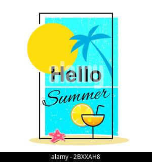 Hello Summer . Summer Time Logo Templates. Isolated Typographic Design Label. Summer Holidays Lettering For Invitation, Greeting Card, Prints And Post Stock Vector