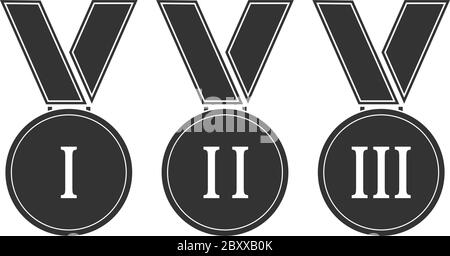 Award Medal. Black Icon Flat on white background Stock Vector