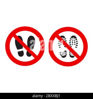 Do not step sign. Round danger symbol with footprint. Don't step on the grass icon. Vector isolated illustration Stock Vector