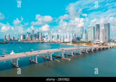 Panoramic view of South Pointe in Miami Beach Florida Stock Photo