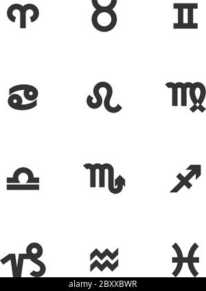 Zodiac. Black Icon Flat on white background Stock Vector