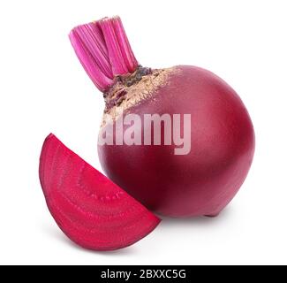 beetroot with slice isolated on white background with clipping path and full depth of field Stock Photo
