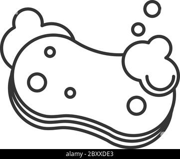 cleaning disinfection, sponge tool, prevention sanitizer products line style icon vector illustration Stock Vector