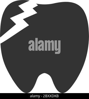 Dental Problem. Black Icon Flat on white background Stock Vector