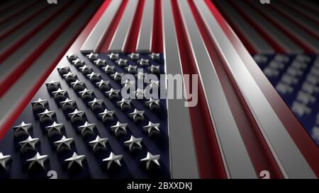 American flag, geometrical design background. Digital 3D render. Stock Photo