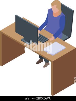 Notary desktop icon, isometric style Stock Vector