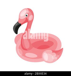 Vektor realistic pink swimming inflatable circle in the form of flamingos Stock Vector