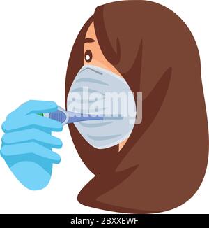 checking clinical body thermometer on white background vector illustration design Stock Vector