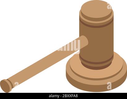 Judge hammer icon, isometric style Stock Vector