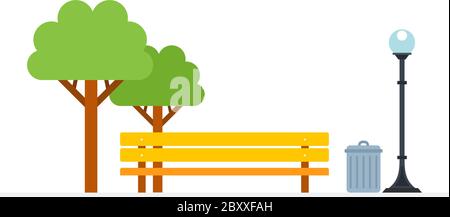 Place of rest in the park vector flat material design isolated object on white background. Stock Vector
