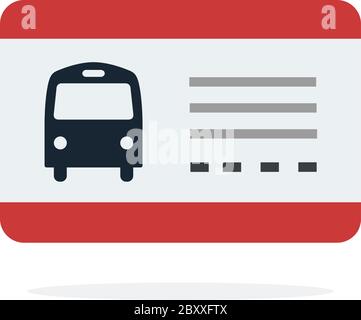 Bus travel ticket vector flat material design isolated object on white background. Stock Vector