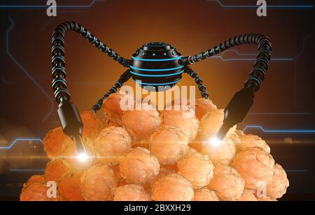 nanorobot fertilizes the cell egg. Medical concept anatomical future. 3d rendering Stock Photo