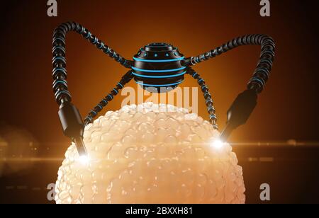 nanorobot fertilizes the cell egg. Medical concept anatomical future. 3d rendering Stock Photo