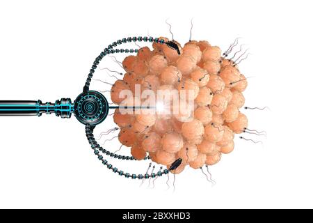 nanorobot fertilizes the cell egg. Medical concept anatomical future. 3d rendering Stock Photo