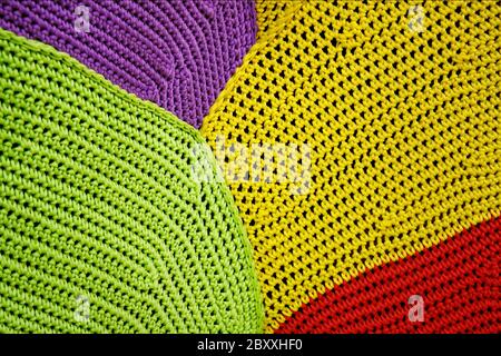 Crochet pattern, a close up of a simple colorful knitting pattern for background Stock Photo