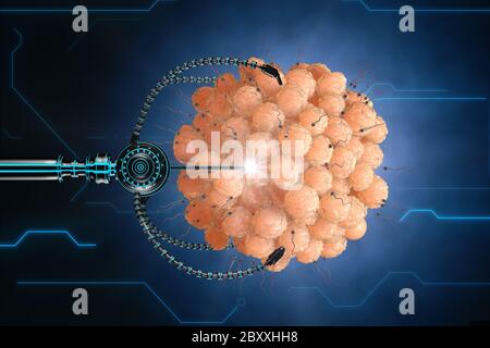 nanorobot fertilizes the cell egg. Medical concept anatomical future. 3d rendering Stock Photo