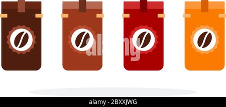 Coffee of different roasting in packages vector flat isolated Stock Vector