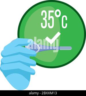 body thermometer detecting on white background vector illustration design Stock Vector