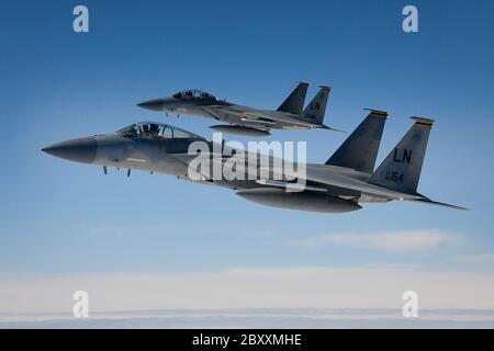 A USAF F15 assigned to the 48th Fighter Wing conducts a combat ...