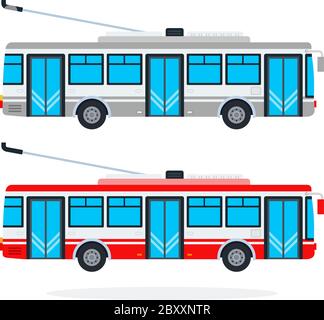 Municipal trolleybuses vector flat isolated Stock Vector