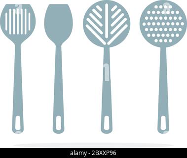 Skimmer for cooking vector flat material design isolated object on white background. Stock Vector