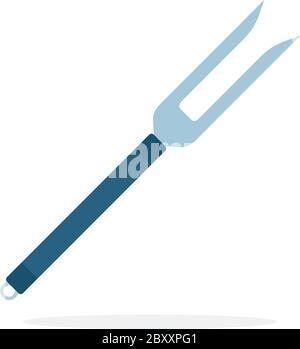 Meat fork vector flat material design isolated object on white background. Stock Vector