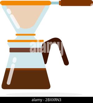 Coffee maker with filter vector flat isolated Stock Vector