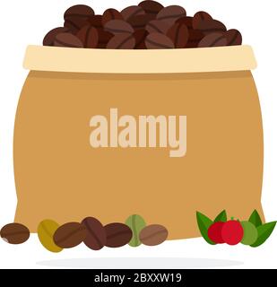 coffee beans in full bag in graphic style vector illustration Stock ...