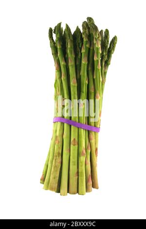 Bunch of Isolated Asparagus stalks on a white background Stock Photo